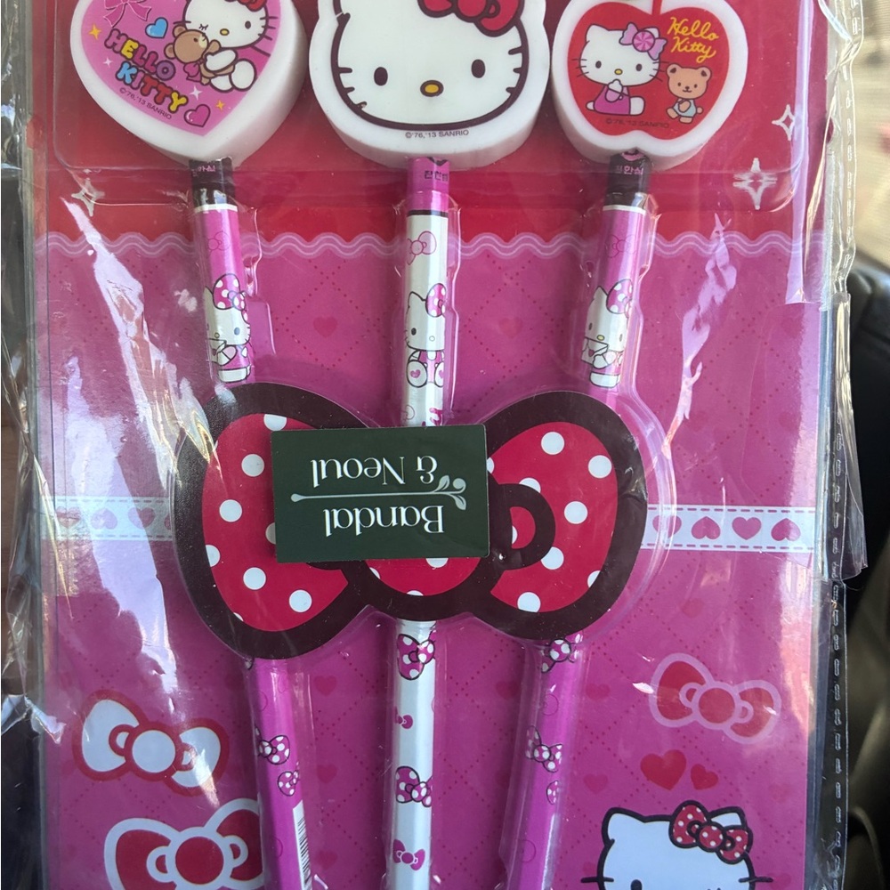 Hello Kitty Pencils With Eraser Set of 3